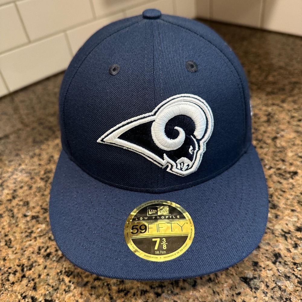 Los Angeles Rams New Era 59FIFTY Low Profile Fitted Hat Men's 7 3/8 Navy Blue
